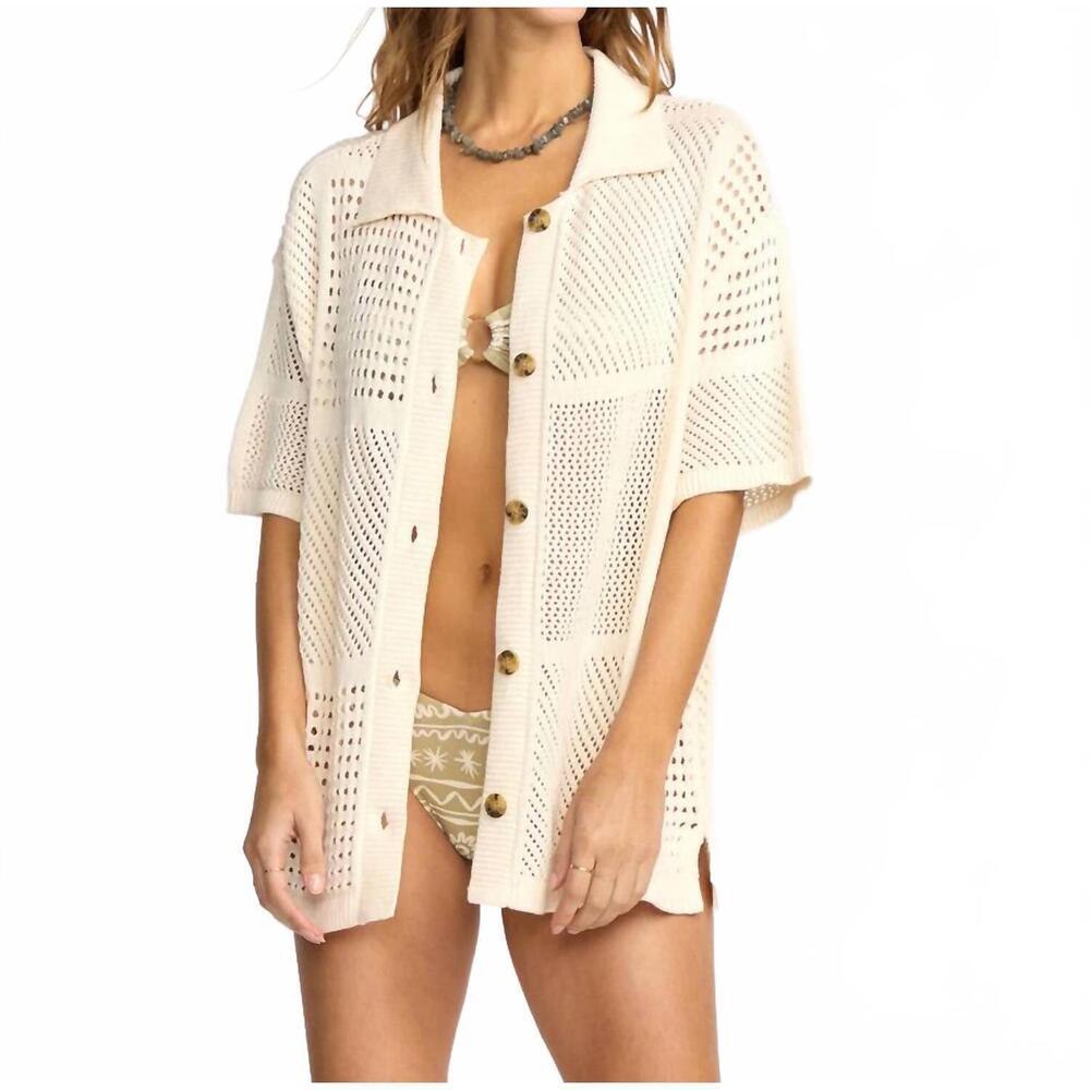 NEW BILLABONG cool down short sleeve sweater in whitecap